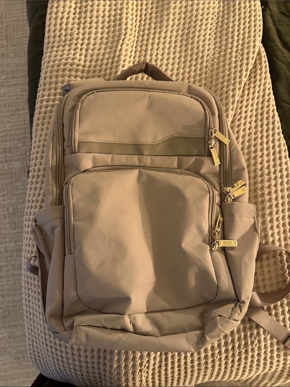 Open Story Commuter Backpack in Taupe with Gold Hardware - Unbranded